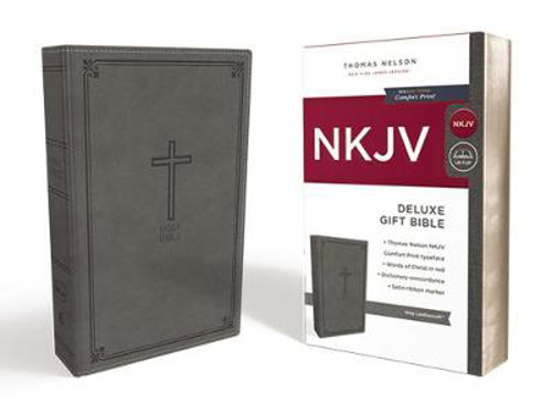 Picture of Nkjv, Deluxe Gift Bible, Leathersoft, Gray, Red Letter, Comfort Print: Holy Bible, New King James Version